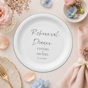 Simple Script Wedding Rehearsal Dinner Paper Plates