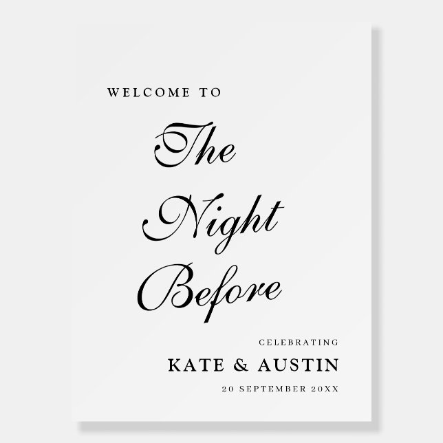 simple script wedding rehearsal sign (Front)