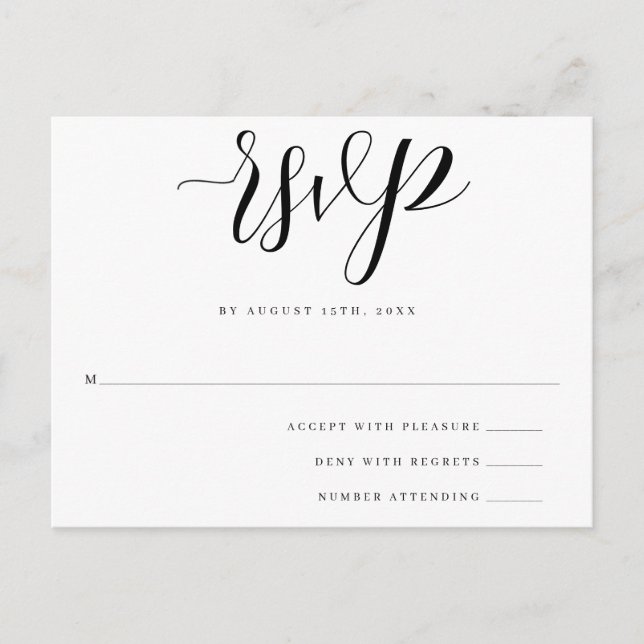 Simple Script Wedding Response RSVP Card Postcard  (Front)