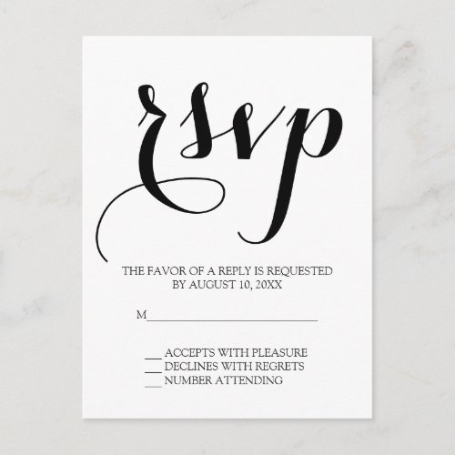 Simple script wedding RSVP Postcard