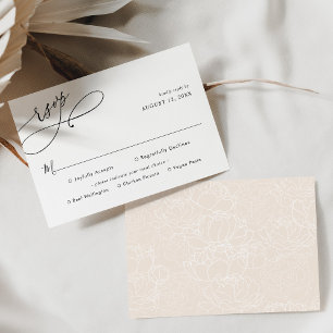 Simple Script Wedding Rsvp with Meal Options Card