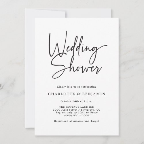 Simple Script Wedding Shower Invitation