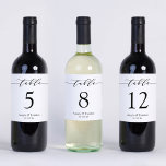 Simple Script Wedding Table Number Wine Bottle Sticker<br><div class="desc">Minimalist Simple | Personalized Wine Bottle Table Number Labels (1) Single Label Size: approx. 3.25" x 4.25" on the 14" x 14" decal sheet. (2) You are able to enter up to 12 table numbers. (3) It takes a while to update the preview. (4) For further customization, please use Zazzle's...</div>