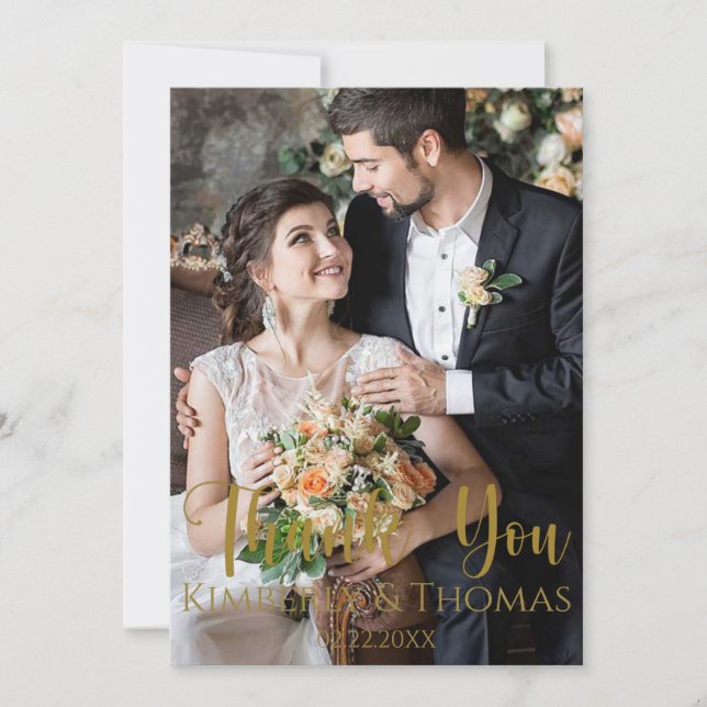 Simple Script Wedding Thank You Card (Front)