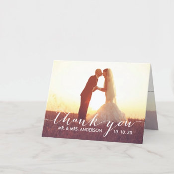 Simple Script | Wedding Thank You Folded Card by monogramgallery at Zazzle
