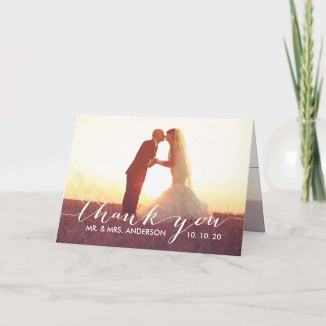 Simple Script | Wedding Thank You Folded Card (Front)