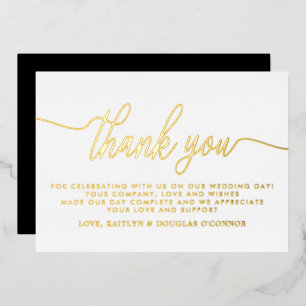 Simple Script Wedding Thank You Real Foil Invitation