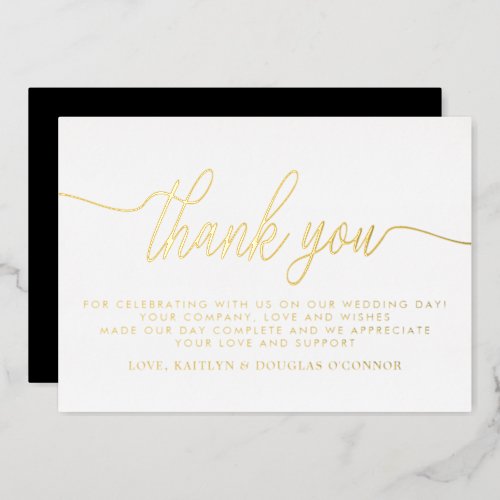 Simple Script Wedding Thank You Real Foil Invitation