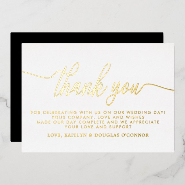 Simple Script Wedding Thank You Real Foil Invitation (Front/Back)