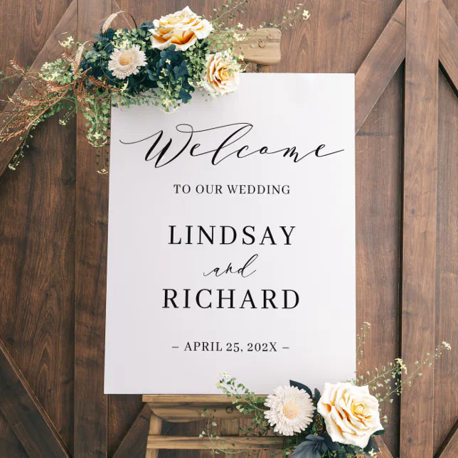 Simple Script Wedding Welcome Sign Canvas | Zazzle