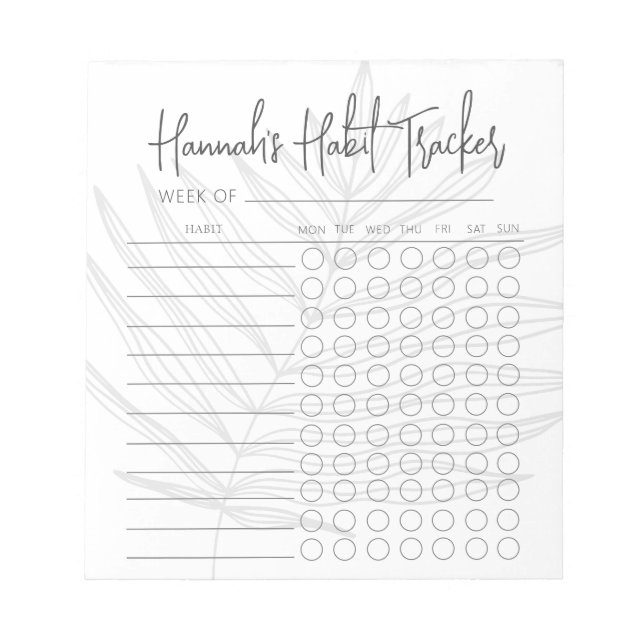 Simple Script Weekly Habit Tracker Notepad (Front)
