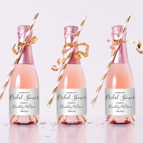Simple Script Welcome Bridal Shower Sparkling Wine Label