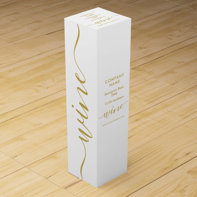 Simple Script - White & Gold Wine Box (Front)