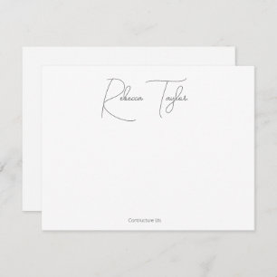 Simple Script White Handwritting Name Stationery Note Card