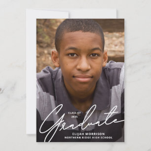 Simple Script White Overlay Photo Graduation Party Invitation