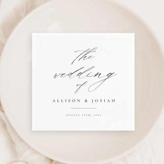 Simple Script White Wedding Napkins (Creator Uploaded)