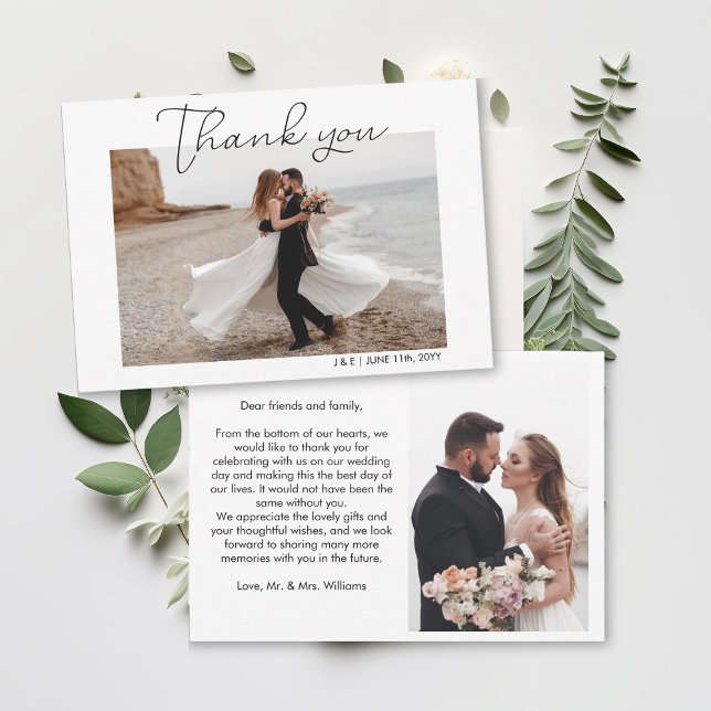 Simple Script White Wedding Photo Thank You Card (Simple Script White Wedding Photo Thank You Card
)