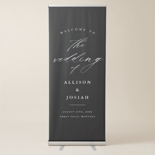 Simple Script White Wedding Welcome Retractable Banner