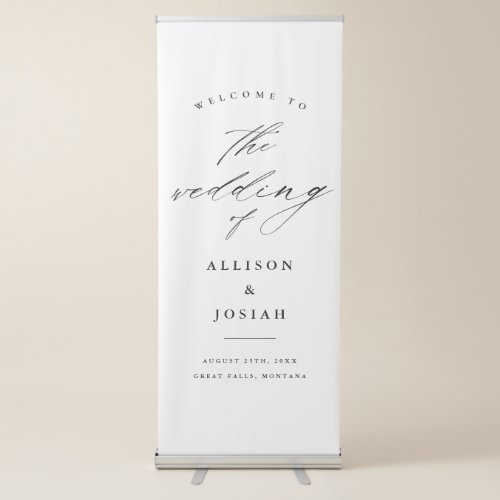 Simple Script White Wedding Welcome Retractable Banner