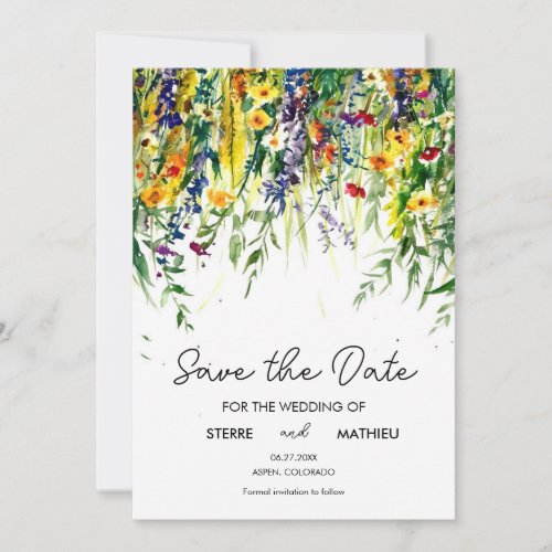 Simple Script Wildflowers Save The Date