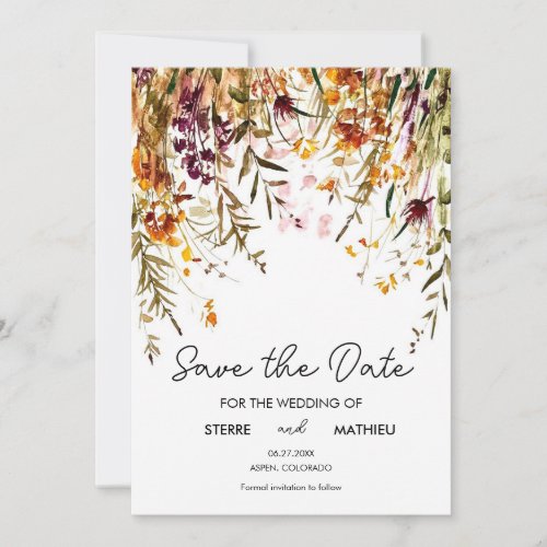 Simple Script Wildflowers  Save The Date