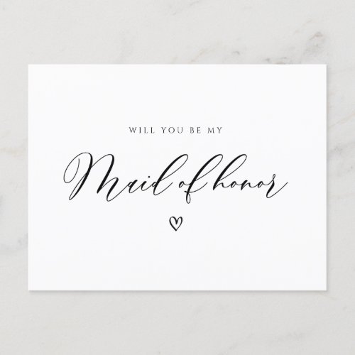 simple script will you be my maid of honor card