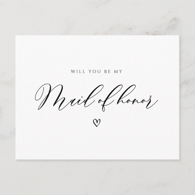 simple script will you be my maid of honor card (Front)