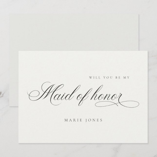 Simple Script Will you be my Maid of Honor Card (Front/Back)