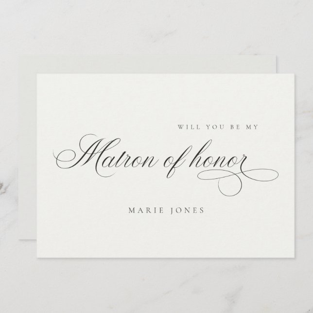 Simple Script Will you be my Matron of Honor Card (Front/Back)