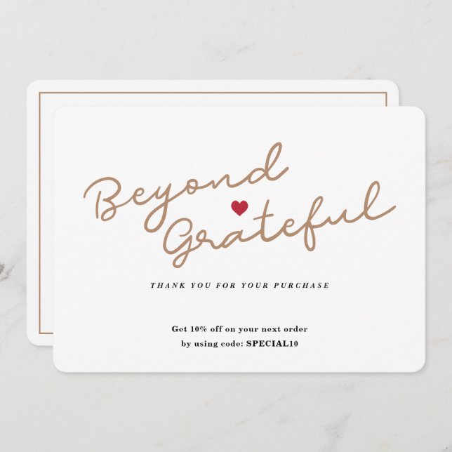 Simple Script with Heart - Business Thank You Card (Front/Back)