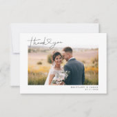Simple Script with Heart Wedding Photo Thank You Card (Front)