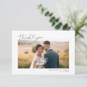 Simple Script with Heart Wedding Photo Thank You Card (Standing Front)