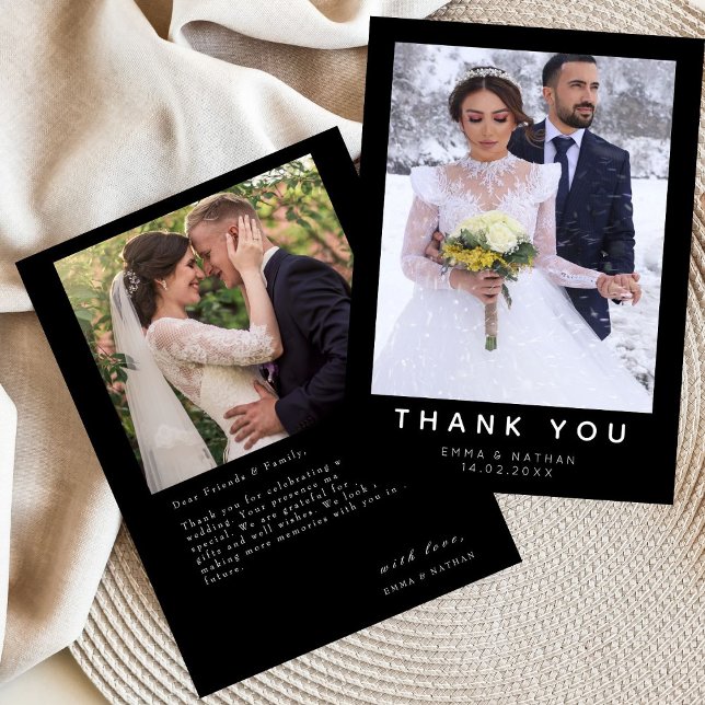 Simple Script with Heart Wedding Photo  Thank You Card (Creator Uploaded)