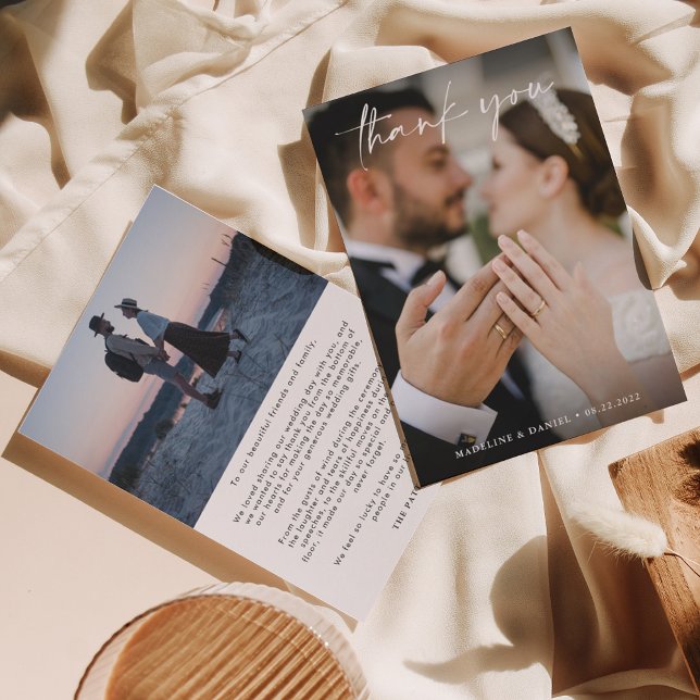 Simple Script with Photo Wedding  Thank You Card (Creator Uploaded)