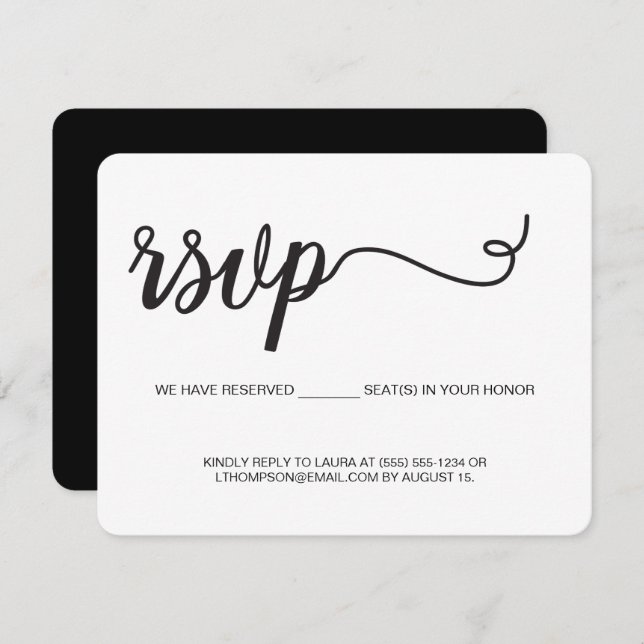 Simple Script without mailing Reserved Seat Custom RSVP Card (Front/Back)