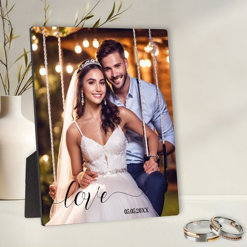 Simple Script Your Wedding Photo Plaque