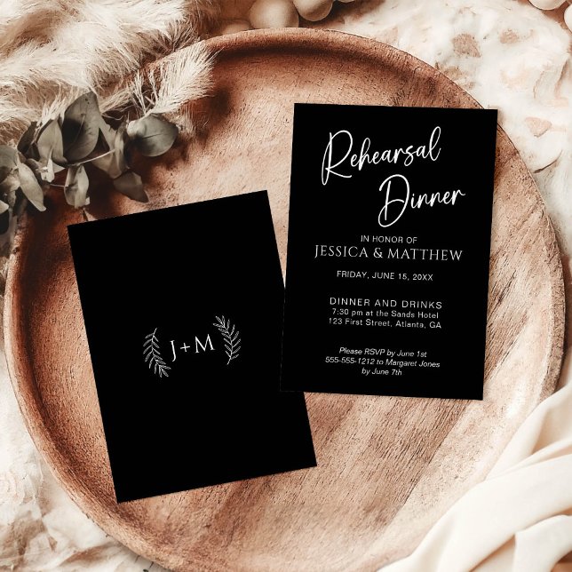 Simple Scripty Monogram Vines Rehearsal Dinner  Invitation (Creator Uploaded)
