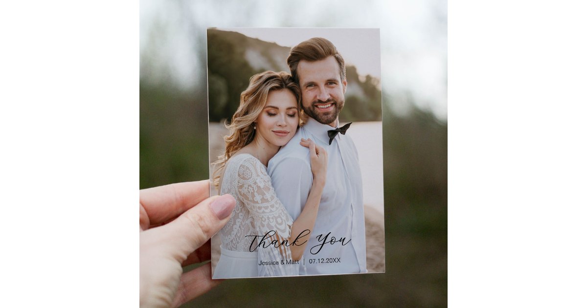 Simple Scripty Photo Thank You Card | Zazzle