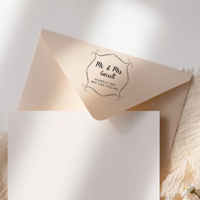 Simple Scroll Family name Return Address Rubber Stamp (Creator Uploaded)