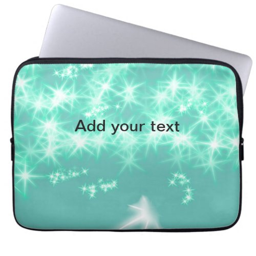 Simple sea blueglitter sparkle stars add your text laptop sleeve