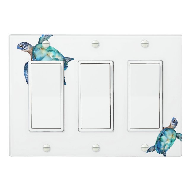 Simple Sea Turtle Bathroom II Light Switch Cover (In Situ)