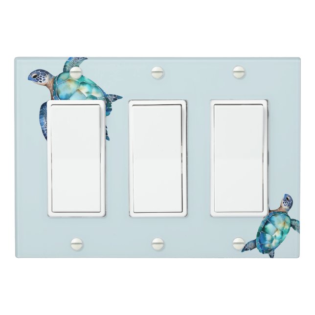 Simple Sea Turtle Bathroom Light Switch Cover (In Situ)