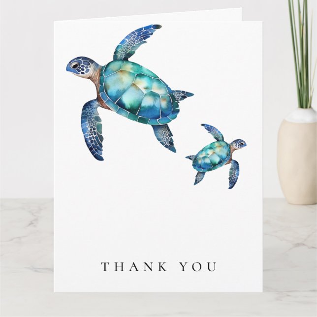 Simple Sea Turtle Folded Thank You  Card (Front)