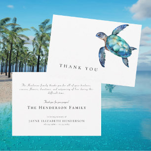 Simple Sea Turtle Funeral Thank You  Card