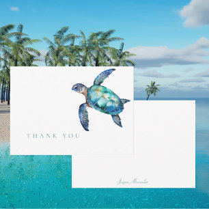 Simple Sea Turtle Turquoise Thank You Card