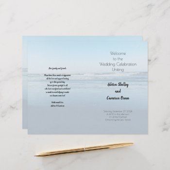 Simple Seacoast Ceremony Folded Wedding Program by sandpiperWedding at Zazzle