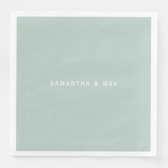 Simple Seafoam Couple Names Modern Dinner Paper Dinner Napkins (Front)