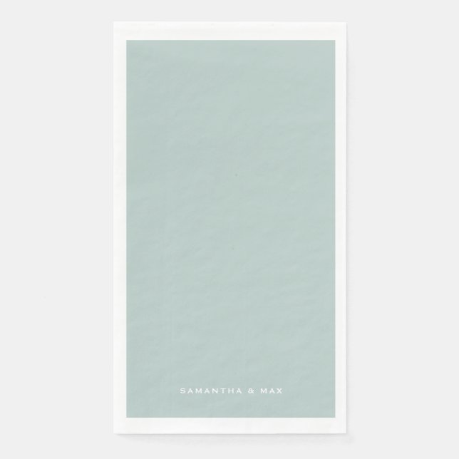 Simple Seafoam Couple Names Modern Guest Paper Guest Towels (Front)