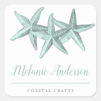 Simple Seaglass Watercolor Starfish Coastal Crafts Square Sticker