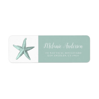 Simple Seaglass Watercolor Starfish Return Address Label